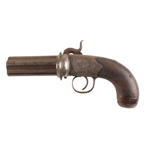 107 - TRULOCKE AND SON: A MID-19TH CENTURY PEPPERBOX PISTOL

with percussion action, the iron receiver wit... 