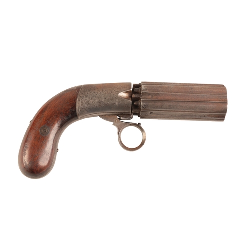 109 - J. R. COOPER: A MID 19TH CENTURY PEPPERBOX PISTOL

with percussion action, the steel receiver with s... 