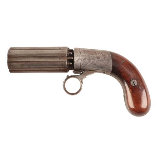 109 - J. R. COOPER: A MID 19TH CENTURY PEPPERBOX PISTOL

with percussion action, the steel receiver with s... 