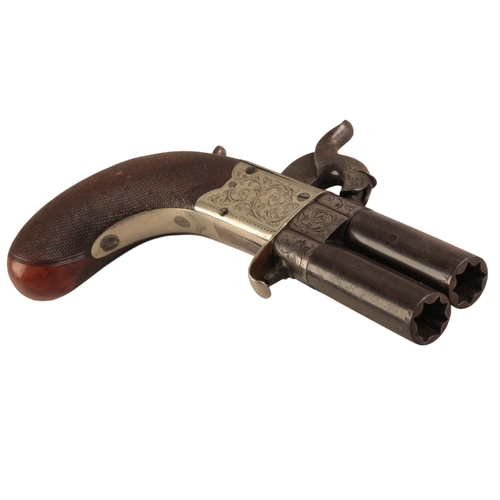 110 - CORT AND CO: AN EARLY 19TH CENTURY OVER AND UNDER PISTOL

with percussion action, the continental si... 