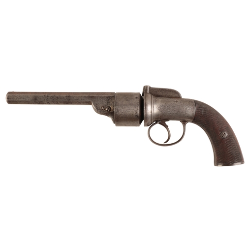 114 - B. COGSWELL OF LONDON: A MID-19TH CENTURY TRANSITION REVOLVER

with percussion action, the iron rece... 