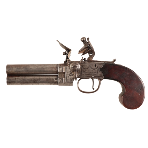 120 - RICHARDSON: AN EARLY 19TH CENTURY TAP ACTION PISTOL 

with flintlock action, the plain walnut stock ... 