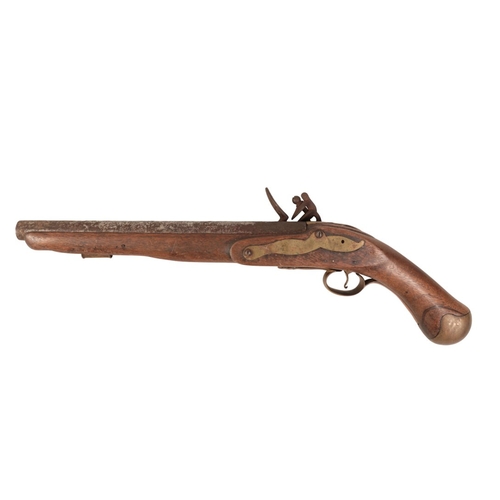 134 - A RELIC CONDITION TOWER STAMPED FLINTLOCK PISTOL

heavily rusted and movement seized, the tower stam... 