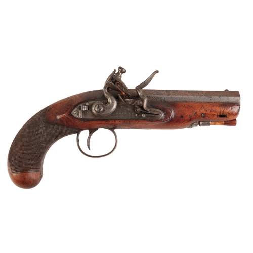 135 - BRUNN OF LONDON: AN EARLY 19TH CENTURY 'GREAT COAT' PISTOL

with flintlock action, the walnut stock ... 