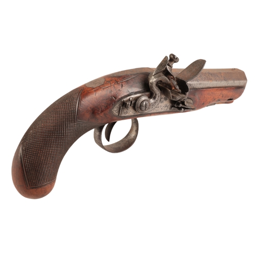 135 - BRUNN OF LONDON: AN EARLY 19TH CENTURY 'GREAT COAT' PISTOL

with flintlock action, the walnut stock ... 