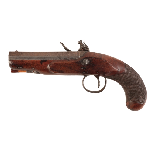 135 - BRUNN OF LONDON: AN EARLY 19TH CENTURY 'GREAT COAT' PISTOL

with flintlock action, the walnut stock ... 