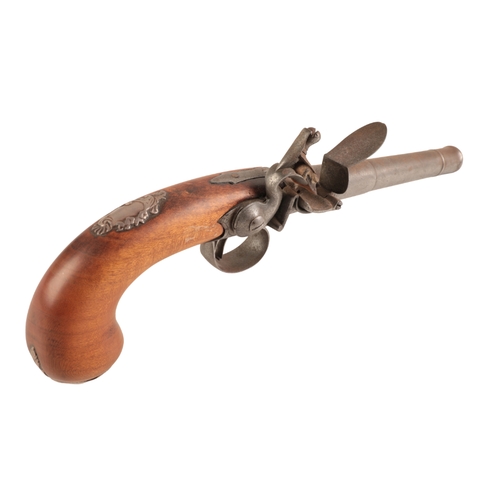 136 - WILLMORE: A 'QUEEN ANNE' PISTOL

with flintlock action, the walnut stock with a later silver gargoyl... 