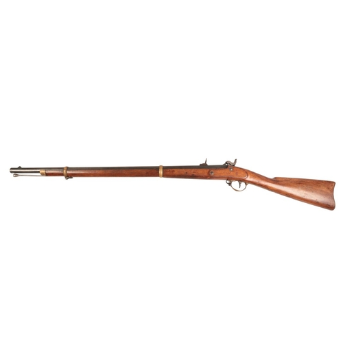 150 - ANTONIO ZOLI: A 20 BORE BLACK POWDER MUZZLE LOADING RIFLE

with walnut stock, brass trigger guard, s... 