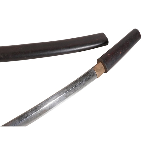 171 - A JAPANESE TANTO SWORD WITH DAMASCUS BLADE

with wooden handle and scabbard, which looks to be late ... 