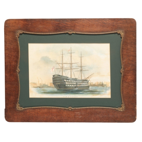 242 - ENGLISH SCHOOL, 19TH CENTURY 'HMS Victory'

chromolithograph, depicting the ship moored at Portsmout... 