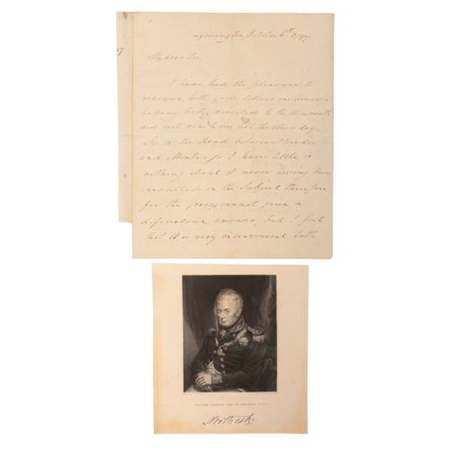 265 - ADMIRAL WILLIAM CARNEGIE, 7TH EARL OF NORTHESK KCB (1756-1831) A signed letter

dated October 6th 17... 