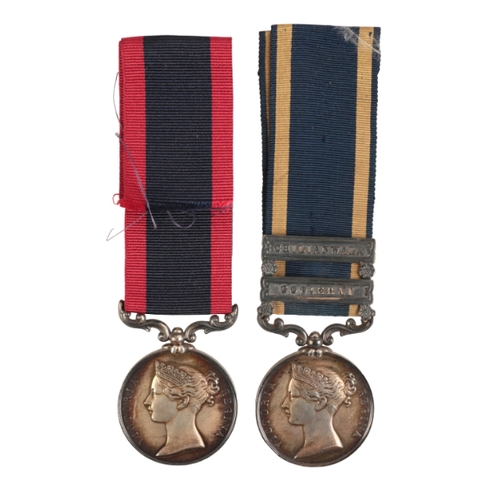 82 - A SUTLEJ & PUNJAB MEDAL PAIR TO LIEUT A HAWTREY 9TH LANCERS

Sutlej Medal 1845-46, Sobraon 1846, cor... 