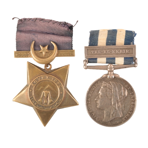 83 - EGYPT MEDAL PAIR TO SGT PROSSER KOSB

Egypt medal 1882-89, Tel-El - Kebir, skimmed and unofficially ... 