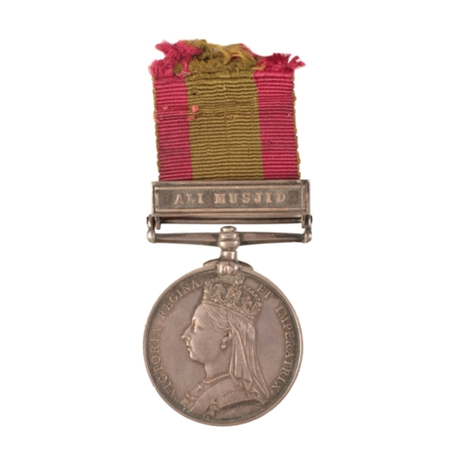 89 - AN AFGHANISTAN MEDAL ALI MUSJID TO CAPTAIN F E LINDOE 81ST FOOT

Afghanistan 1878 -80, clasp Ali Mus... 