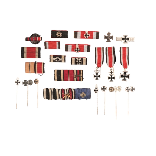 91 - A COLLECTION OF GERMAN STICK PINS AND MINI MEDALS

mainly 1957 examples, but with some Third Reich M... 