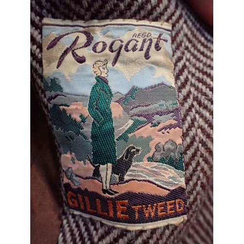 12 - UTILITY, CC41: A 1940s LADIES' COAT  'ROGANT GILLIE TWEED'

brown herringbone, the pocket flaps edge... 