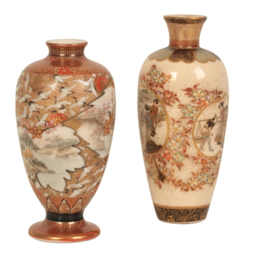 114 - TWO SIMILAR JAPANESE SATSUMA VASES

including a Kutani vase by Koji Taniguchi, decorated with figure... 