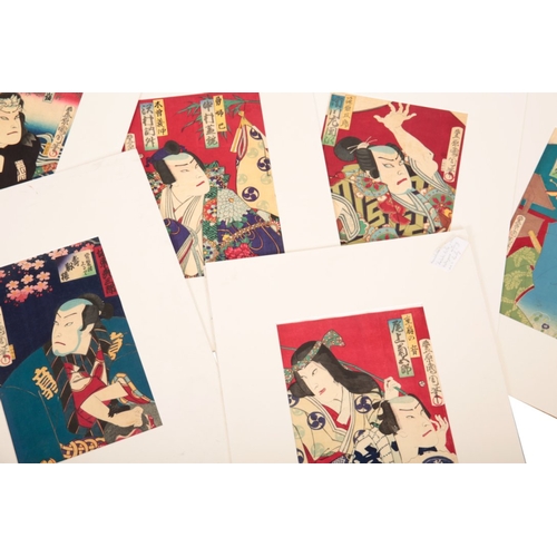 589 - TOYOHARA KUNICHIKA (Japanese 1835-1900)

six woodblock prints depicting Kabuki actors, 24cm wide x 3... 