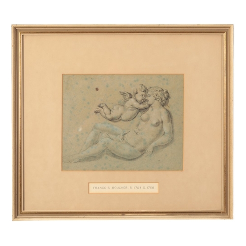 627 - ATTRIBUTED TO FRANCOIS BOUCHER (1703-1770) Venus and a putto

pencil and coloured chalks on blue pap... 