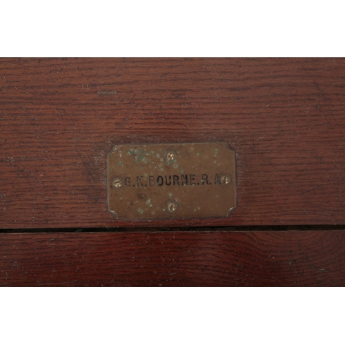 645 - A LATE VICTORIAN OAK AND METAL BOUND PLATE CHEST

the hinged lid opening to a baize lined interior, ... 