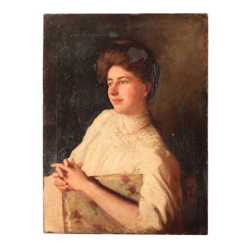 646 - ENGLISH SCHOOL 19TH/20TH CENTURY A portrait of a lady

the sitter depicted half-length seated in an ... 