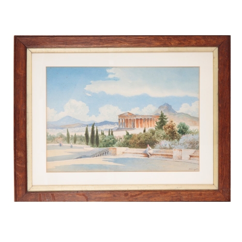 647 - CONTINENTAL SCHOOL, 20TH CENTURY Two Greek landscapes

one side to the lower right indistinctly, wat... 