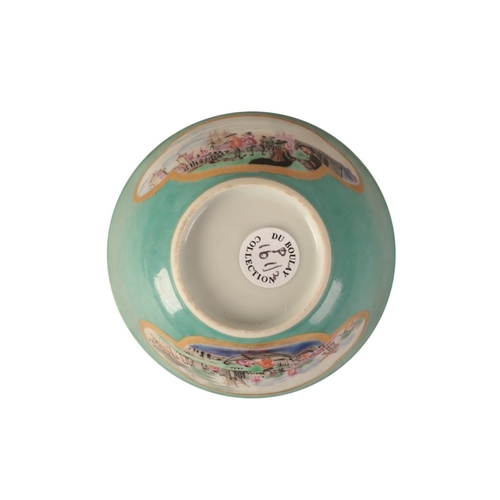 680 - A MEISSEN STYLE PORCELAIN CUP AND SAUCER

Qianlong, decorated with harbour scenes, the cup exterior ... 