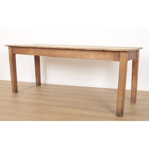 854 - A PINE FARMHOUSE REFECTORY TABLE

20th century, on block legs, 73cm high x 69cm wide x 182cm long

P... 