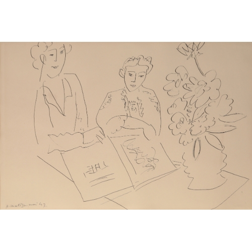 *HENRI MATISSE (1869-1954) 'Jeunes Filles et Fleurs' two girls sitting ...