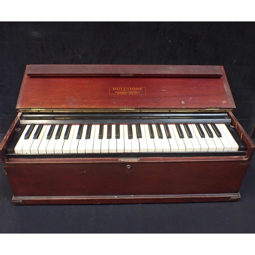 125 - MAHOGANY CASED DULCITONE, BY THOMAS MACHELL, GLASGOW 78cm wide (for restoration)