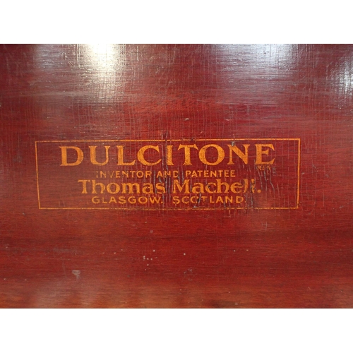 125 - MAHOGANY CASED DULCITONE, BY THOMAS MACHELL, GLASGOW 78cm wide (for restoration)