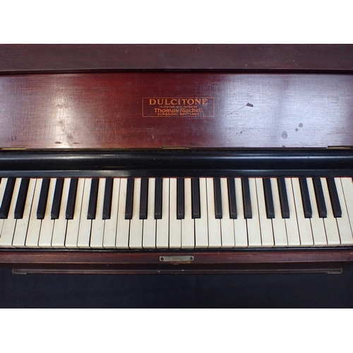 125 - MAHOGANY CASED DULCITONE, BY THOMAS MACHELL, GLASGOW 78cm wide (for restoration)