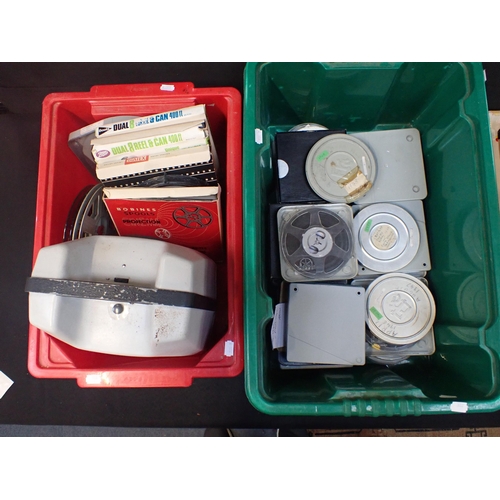 130 - A COLLECTION OF 1930s-1960s 8mm HOME MOVIE REELS in cans or boxes, with an ELMO projector