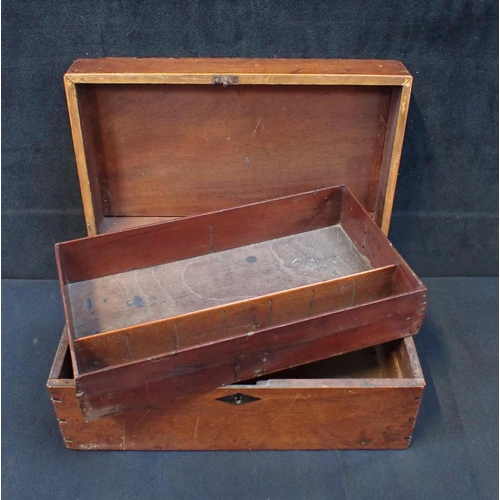 156 - A MAHOGANY STATIONERY BOX (a/f) 15cm high, 34cm wide, 20cm deep