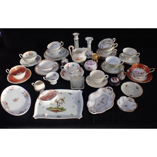 164 - A COLLECTION OF DECORATIVE CHINA trays, cups and saucers, candlesticks, boxes etc., Royal Albert, Mi... 