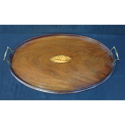 172 - A GEORGE III STYLE OVAL TRAY Neo-Classical, probably 19th century, length 70 cms