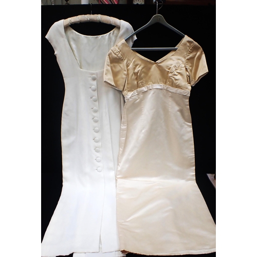 193 - A 1960s WEDDING DRESS together with one other, small size