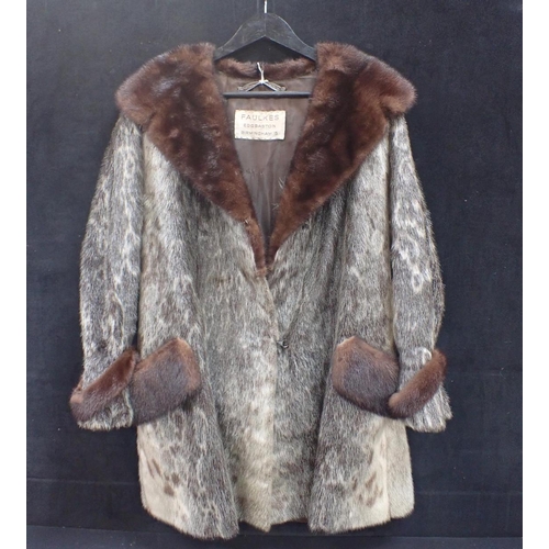 21 - A SEAL SKIN AND RANCH MINK FUR COAT FROM THE 1940'S