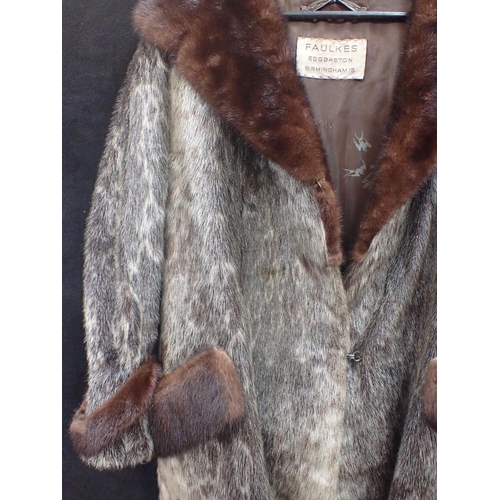 21 - A SEAL SKIN AND RANCH MINK FUR COAT FROM THE 1940'S