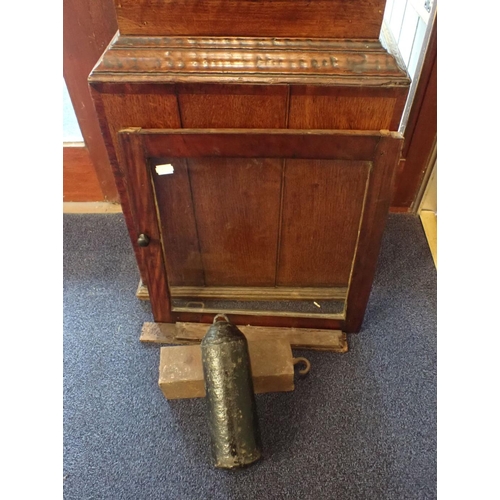 231 - A 19TH CENTURY OAK EIGHT-DAY LONGCASE CLOCK with painted dial (hood door a/f)