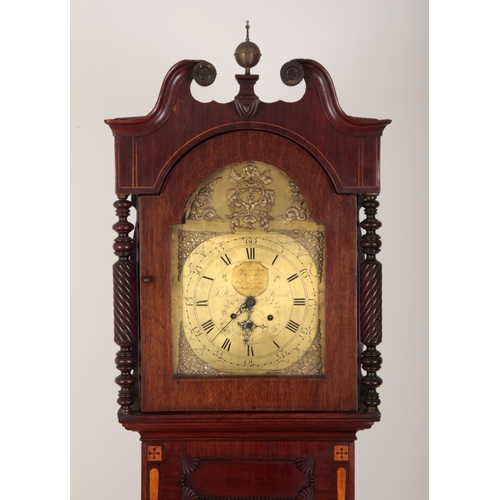 232 - A GEORGE III MAHOGANY LONGCASE CLOCK BY Jno WOOD OF STROUD the 35cm brass dial with subsidiary secon... 