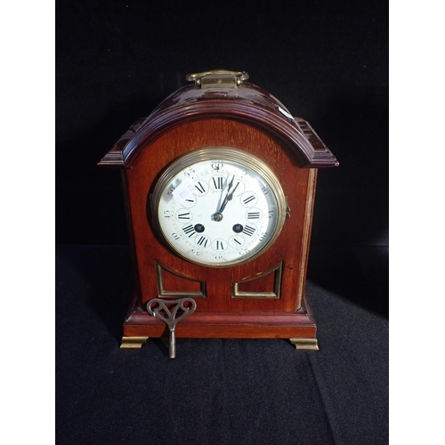 234 - AN 18th CENTURY STYLE BRACKET CLOCK mahogany case with brass details, early 20th century, with a cir... 