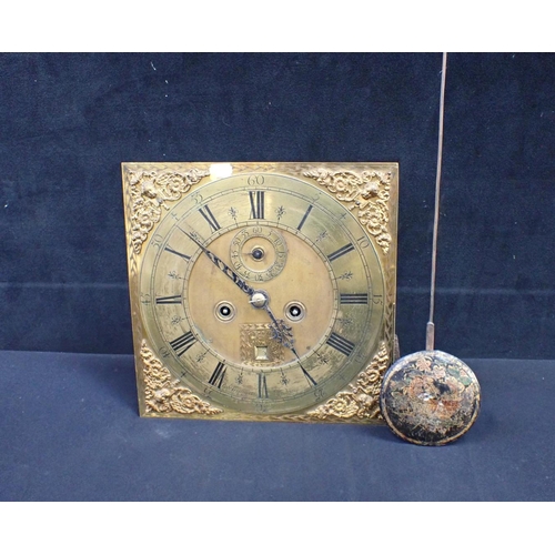 240 - AN EIGHT-DAY LONGCASE CLOCK MOVEMENT, SIGNED ROBt TRIPPETT, LONDON to the 31cm square dial, ringed w... 