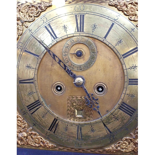 240 - AN EIGHT-DAY LONGCASE CLOCK MOVEMENT, SIGNED ROBt TRIPPETT, LONDON to the 31cm square dial, ringed w... 