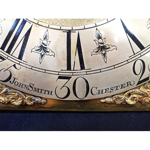 241 - AN EIGHT-DAY LONGCASE CLOCK MOVEMENT, SIGNED JOHN SMITH, CHESTER to the 31cm square dial, date apert... 