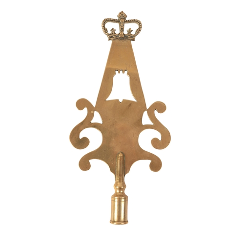 257 - A 19TH CENTURY ZEALS WILTSHIRE FRIENDLY SOCIETY BRASS POLE HEAD the crown finial representing the gr... 