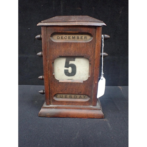 266 - AN EDWARDIAN MAHOGANY CASED PERPETUAL DESK CALENDAR 22cm high