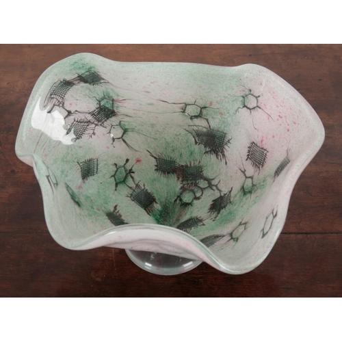 291 - ADAM JABLONSKI (B. 1936): A STUDIO GLASS BOWL 20cm high x 33cm wide, together with two associated ar... 