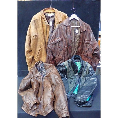 50 - A 'SIRDAR, LONDON' LEATHER JACKET a 1980s 'Toff' jacket with green stripe, and two others