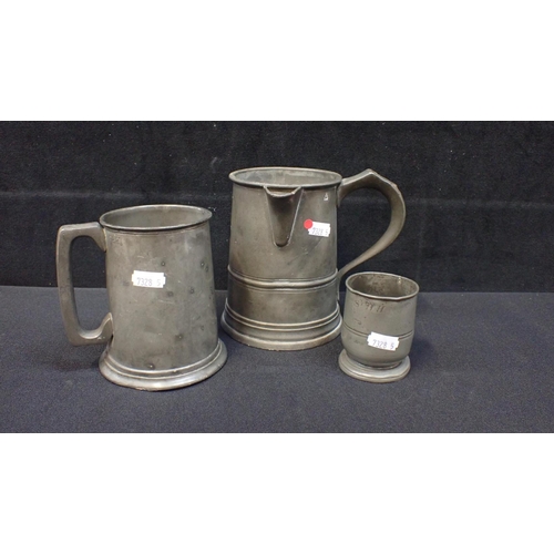 58 - A 19TH CENTURY PEWTER BEAKER the rim with stamp likely for St Bernard's Hospital Hanwell, 7cm high, ... 